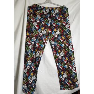Star Wars Lounge Pajama Pants Adult Black All Over Print Yoda Vader R2D2